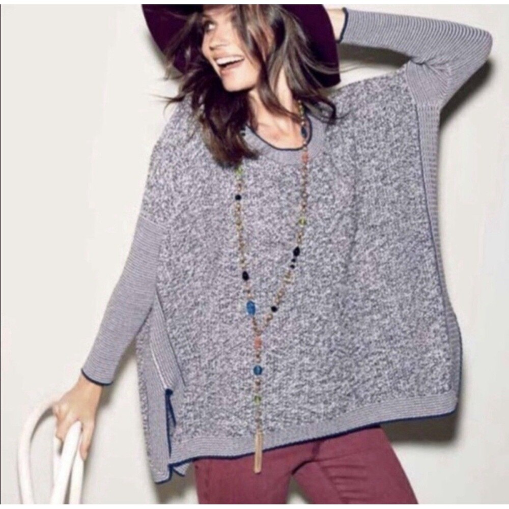 CAbi Style 140 Women’s Small Oversized Marled Knit Poncho Sweater Tunic